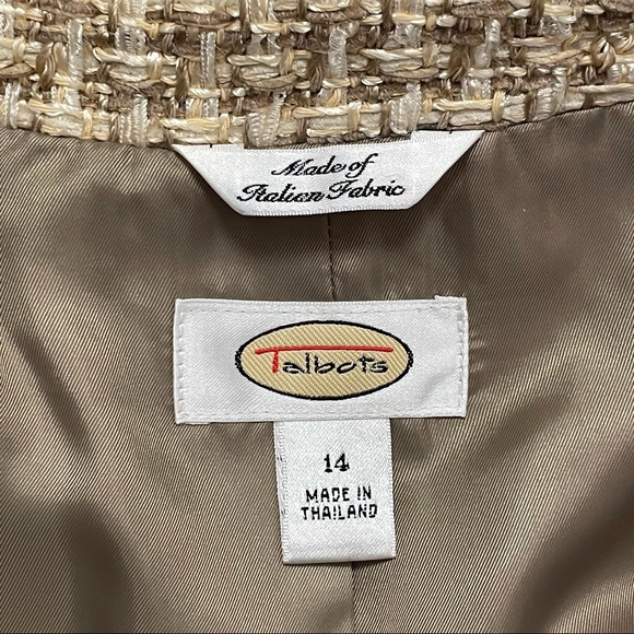 TALBOTS•CLASSY Heavy Weave Tweed Open Front Blazer Sz 14 - Picture 9 of 10